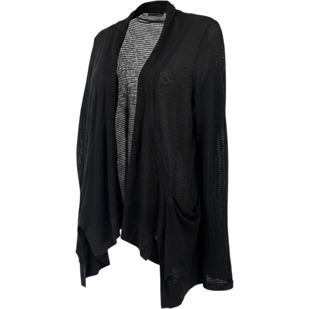 Vanessa Virginia Anthropologie Cardigan Med Black Mesh Knit Open Front Draped